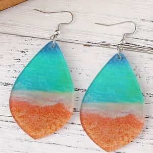 Colorful Coastal Beach Teardrop Earrings NEW